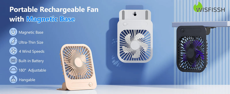 Eary Magnetic Wall Fan With 1200mAh Battery 4 Wind Speed Strong Airflow Ventilador Fan Mount for Kitchen Gym Cruise Ship Cabins