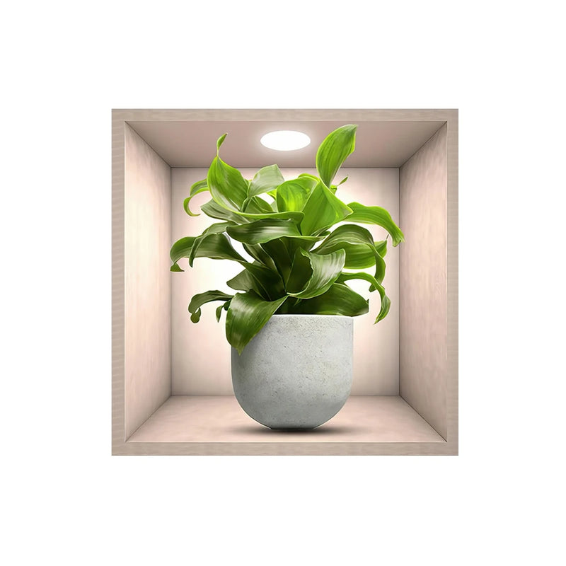 Vinyl Decal Bonsai Wall Sticker Poster  Removable 3D Green Leaves Plant Wallpaper Peel And Stick for Kitchen Living Room Decor