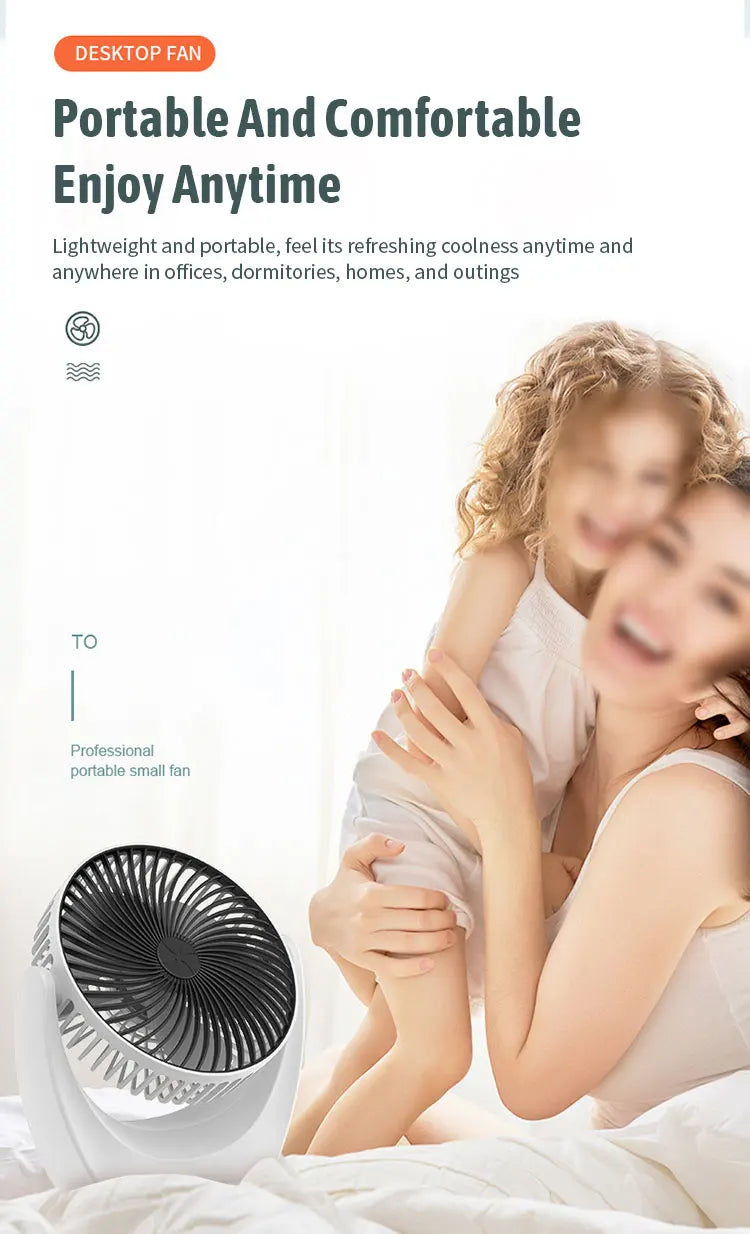 Portable Mini USB-Charged Desk Fan for Desktop Use - Compact and Convenient!