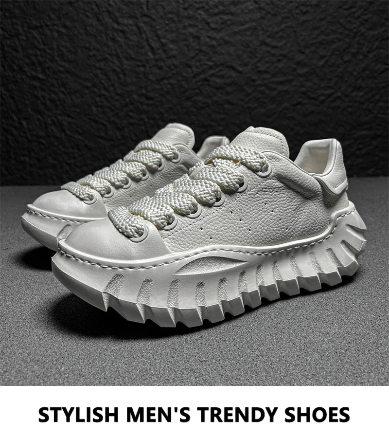 Chunky Sneakers Men Designer Sport Shoes Fashion Casual Microfiber Leather Breathable Height Increased Flat Platform Board Shoes