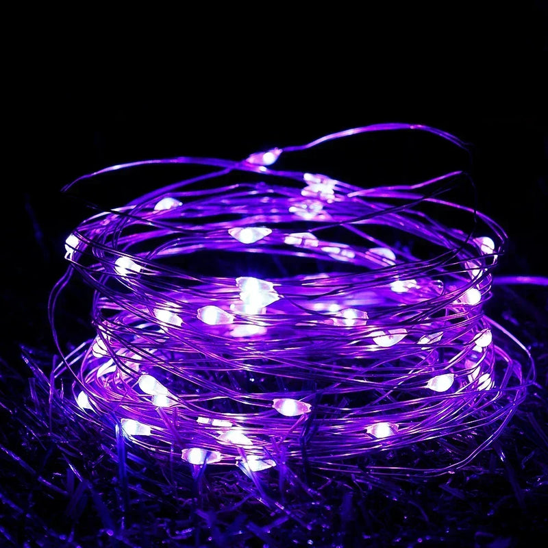 LED Fairy Lights Battery Operated String Lights Waterproof Silver Wire Firefly Starry Lights  Wedding Party Xmas Christmas Decor
