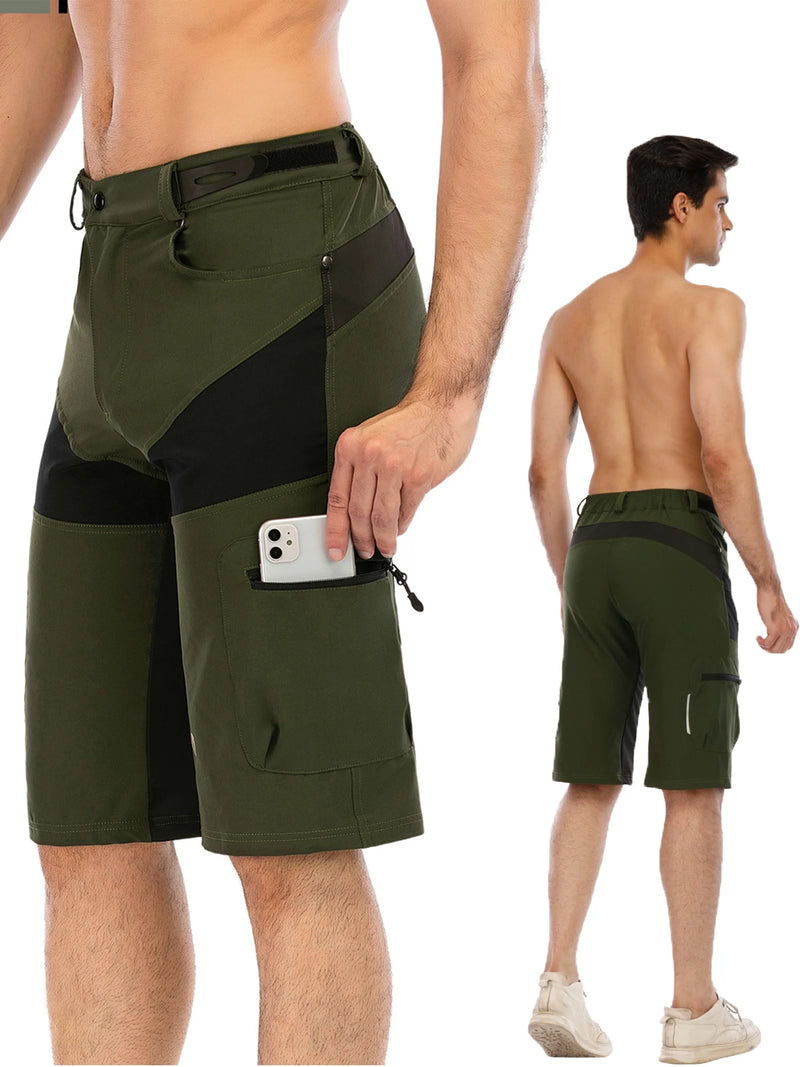 Gym Shorts Man Mountain Bike Shorts Stretch MTB Shorts Quick Dry with Zipper Pocket Suitable for Running，Hiking，Camping