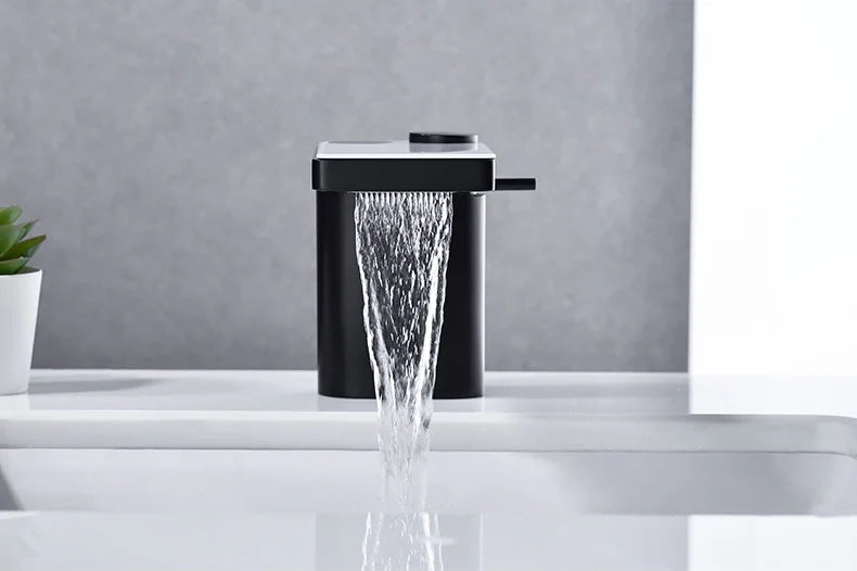 Led Digital Basin Faucet Black Bath Basin Mixer Brass Temperature Display Faucet Smart Tap Sink Faucet For Bathroom Faucet Tap