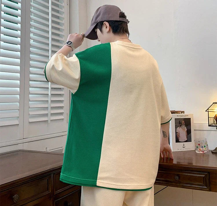 Men’s Alphabet Sportswear Set – Casual Jogging Tracksuit with T-Shirt and Shorts