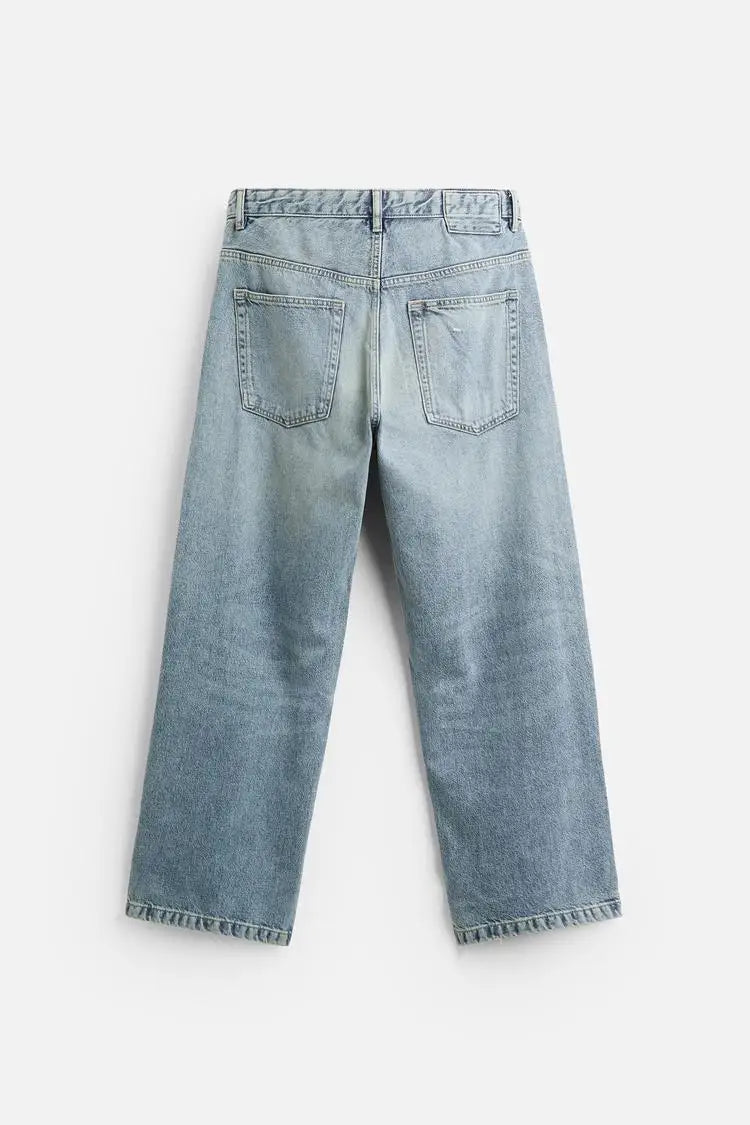 Men’s Retro Cotton Denim Jeans – Loose Fit Straight-Leg Casual Trousers, Comfortable and Wear-Resistant for Autumn & Winter