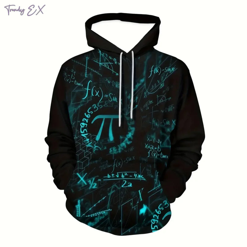 Men’s Oversized Graffiti Print Hoodie – Casual Streetwear Pullover Sweatshirt with Kangaroo Pocket