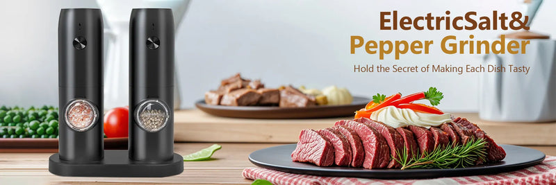 Rechargeable Electric Salt And Pepper Grinder Set with Charging Base Stainless Steel Automatic Salt Pepper Grinder Spice Mill