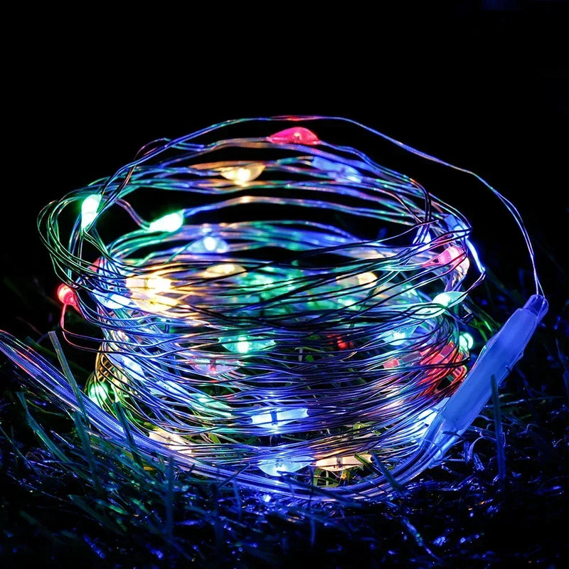 LED Fairy Lights Battery Operated String Lights Waterproof Silver Wire Firefly Starry Lights  Wedding Party Xmas Christmas Decor