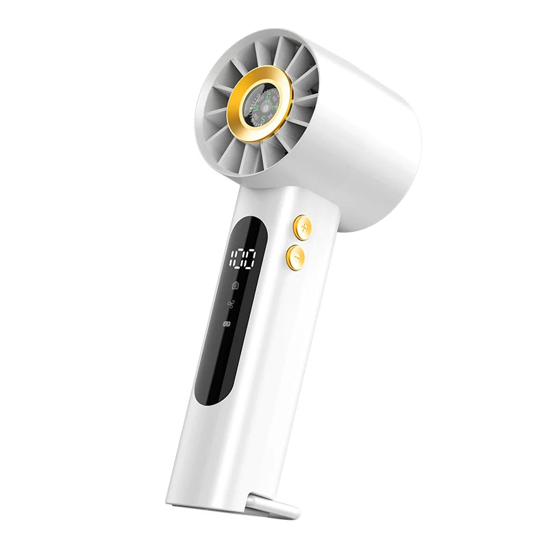 USB rechargeable handheld fan, small and portable desktop fan, adjustable from 1 to 100 levels, displaying battery level