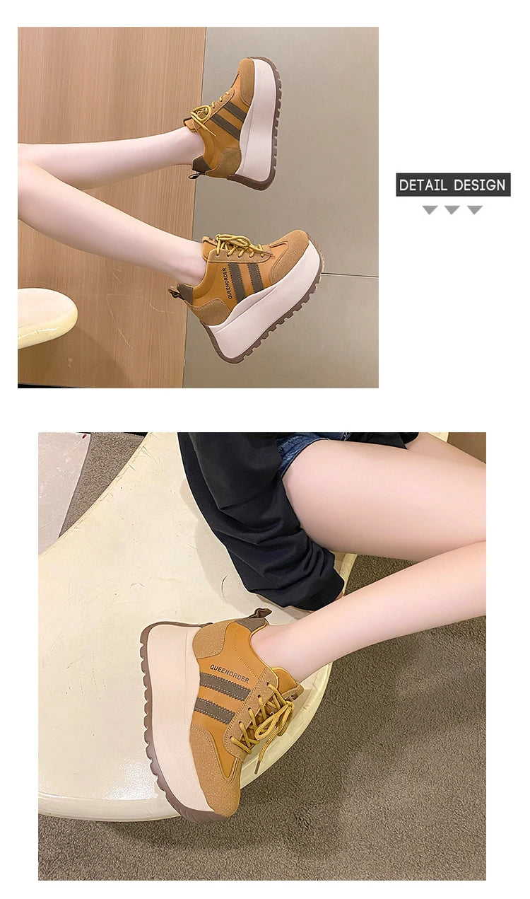 2025 New 10cm Womens Chunky Sneakers Lightweight Lace Up Casual Shoes Fashion Spring Platform Sports Shoes Comfortable Sneakers