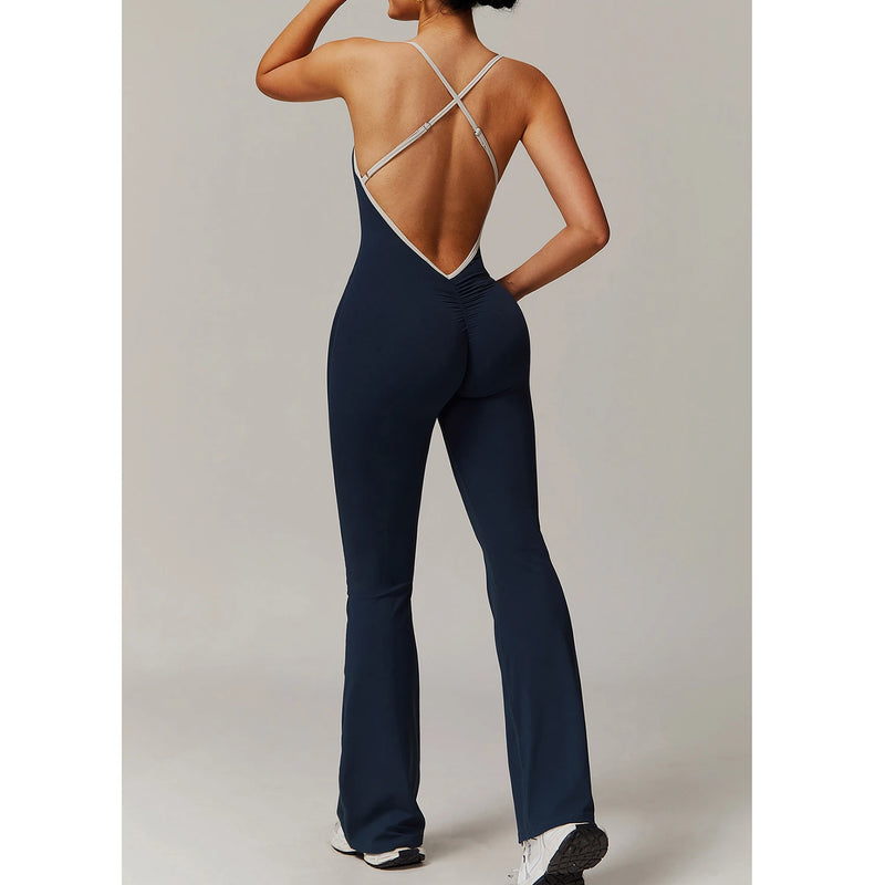 Yoga Set V Jumpsuit Gym Set Women Training Yoga Suit Sportswear Women Sports Jumpsuit Fitness Workout Bodysuits Sexy Back