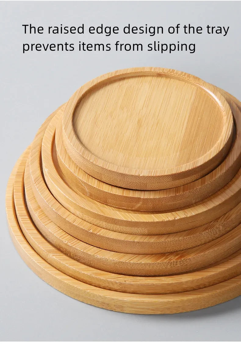 Bamboo Tray PlantMini Plant Pot Rack Multi-meat Pot Tray Balcony Storage Kitchen Storage Bathroom Storageround Tray Square