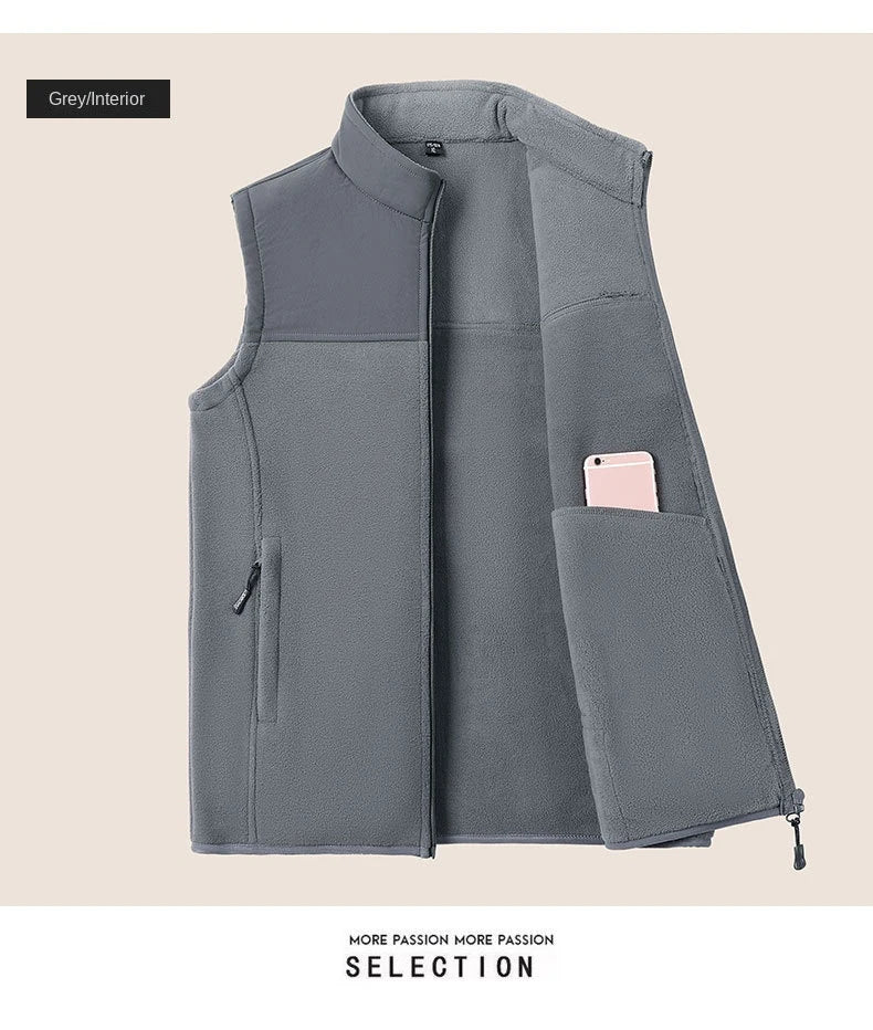 Tatiana Haven Men’s Fleece Winter Vest – Warm Casual Sleeveless Jacket with Zipper and Pockets