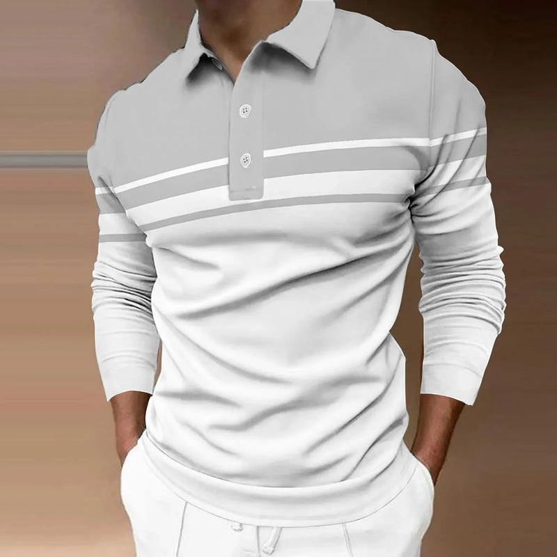 Men’s Striped Long Sleeve Rugby Polo Shirt – Casual Sports Lapel Top | Tatiana Haven