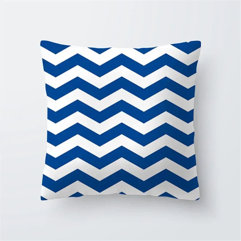 Decorative Throw Pillows Blue Geometry Pillow Cover 45x45 Polyester Cushion Cover Marine Life Pillowcase Cushions Home Decor