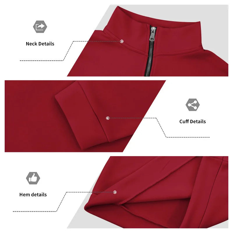 Men’s Winter Fleece Half-Zip Hoodie – Warm Stand Collar Bull Print Sweatshirt