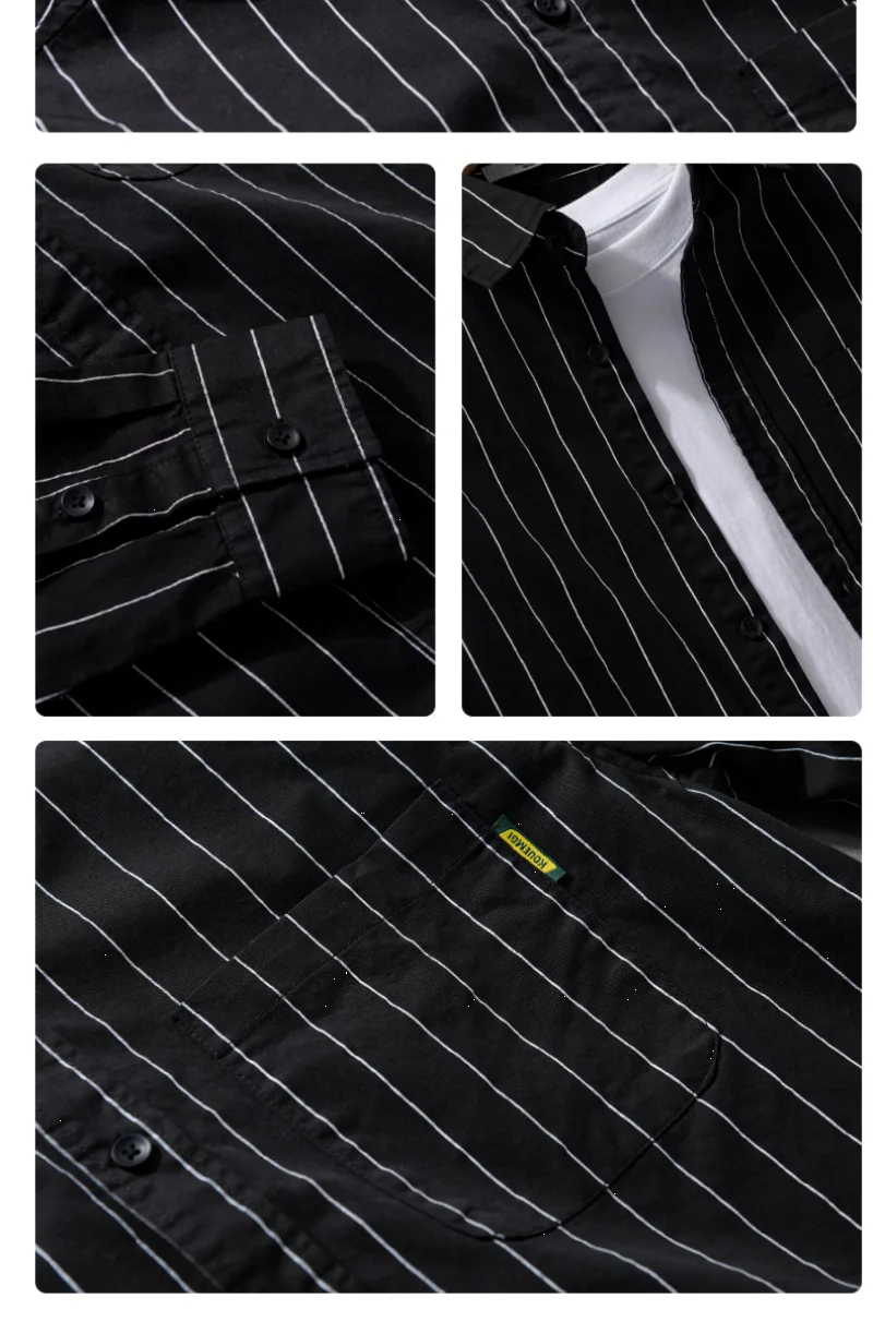 Striped Men Long Sleeve Spring Autumn Fashion Casual Versatile Shirt