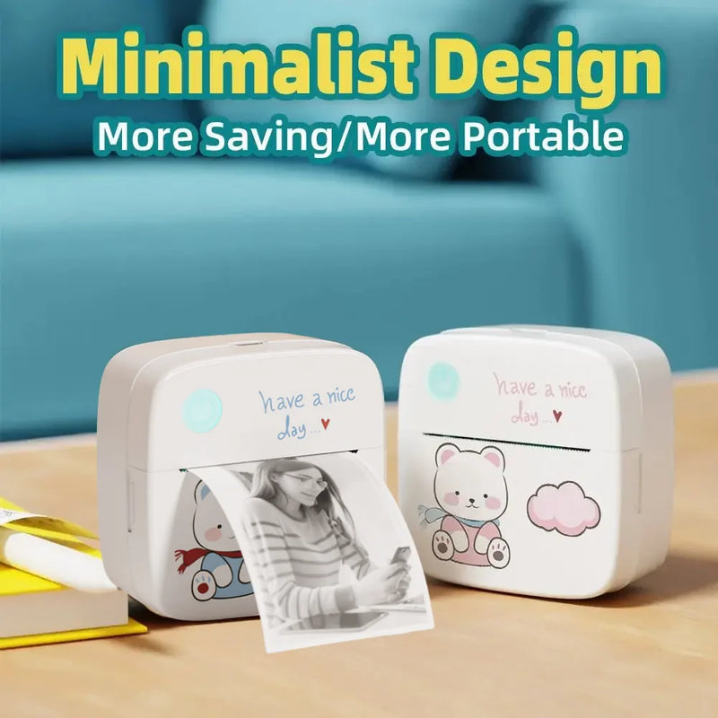 1200mAh Mini Printers Wireless Bluetooth Label Maker Printer 57mm Thermal Stickers Printer For School Home Text Photo Printing