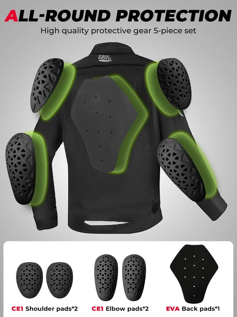 Motorcycle Riding Jacket Men Breathable Summer Clothing Built-in CE Protector Gear Soft Mesh Cycling Motocross Off-road Outfit