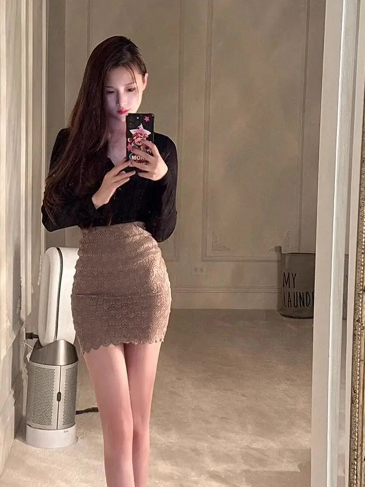 Tatiana Haven Coquette Lace Mini Skirt – Y2K Aesthetic A-Line Streetwear Skirt for Women