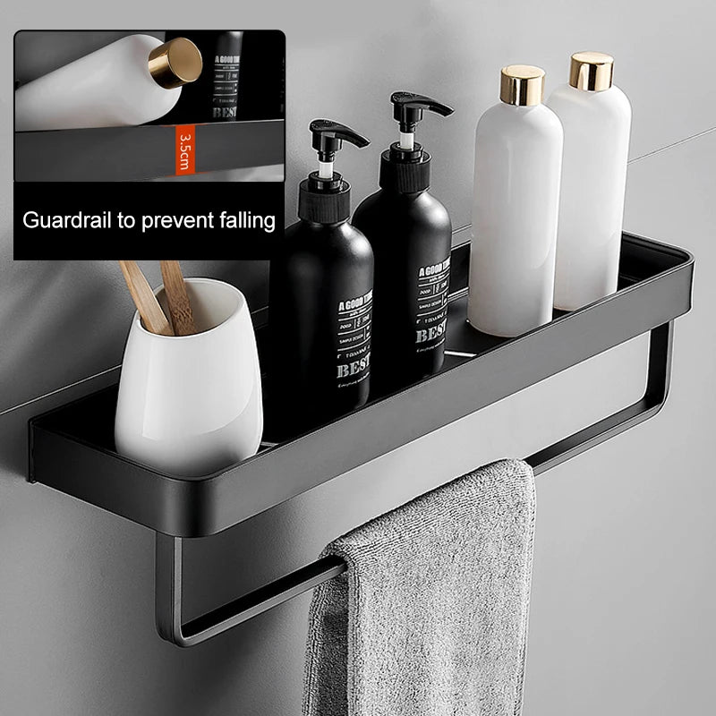 Punch-free Black Bath Shelves Bathroom Shelf Nail-free Shampoo Holder Shelves Storage Shelf Rack Bathroom Basket Holder ML1018