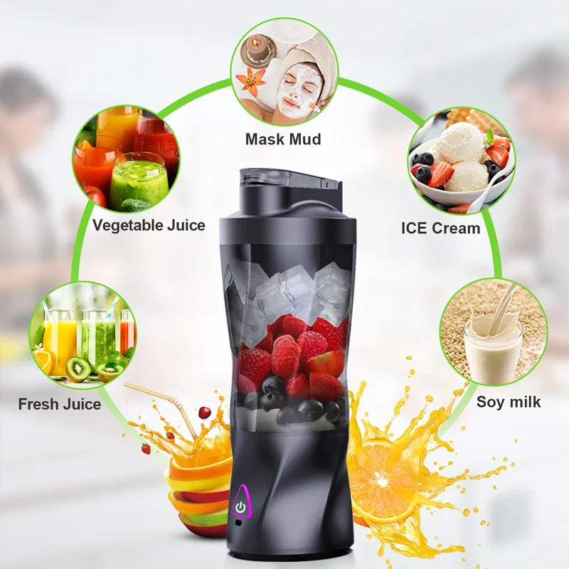 2025 Portable Electric Blender Juicer USB Rechargeable Mini Smoothie Blender Personal Fruit Mixer for Home Office Travel