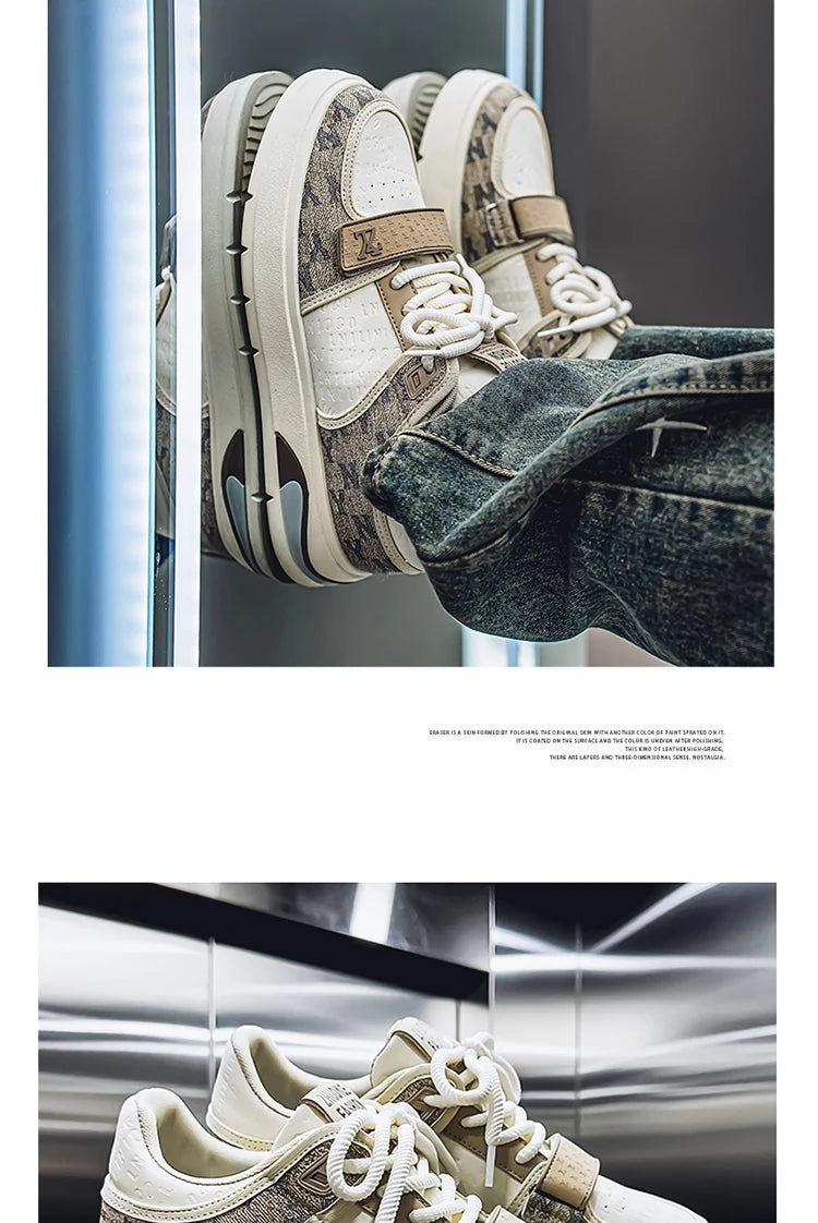 Fashion White Blue Skateboard Shoes Man Comfortable Platform Men&