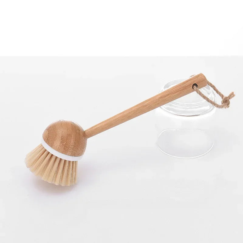 1Pc Bamboo Handle All-Purpose Scrub Dishwasher Dish Brush Multifunction Kitchen Cleaning Tools Dish Brush with Bamboo Household