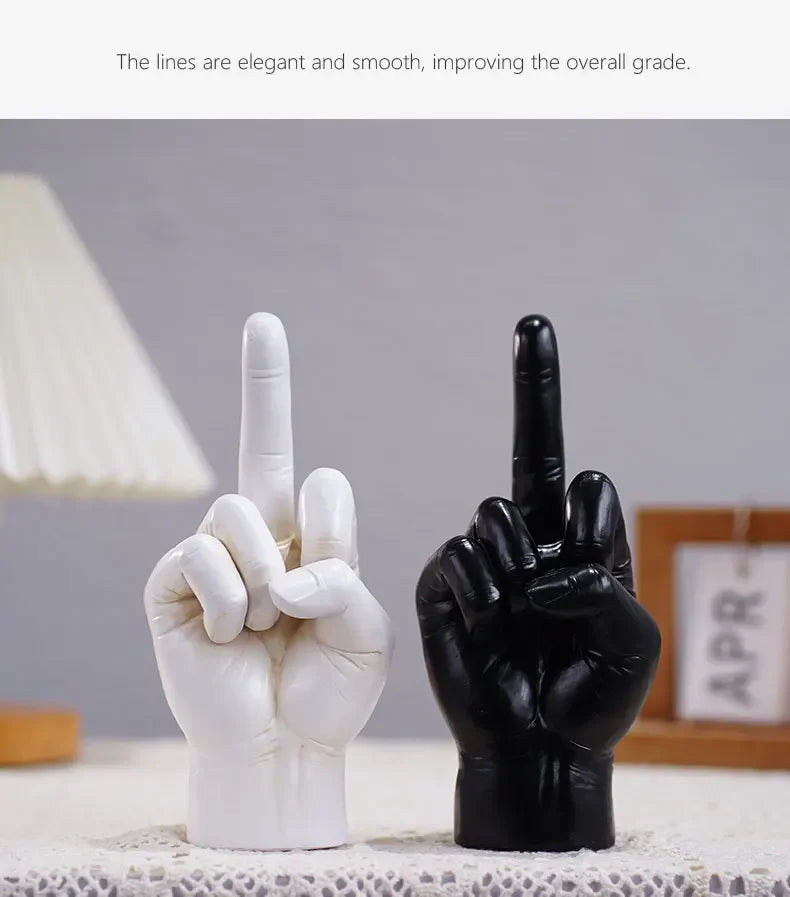 Tatiana Haven™ Trendy Resin Middle Finger Statue – Hip Hop Home & Desk Decor