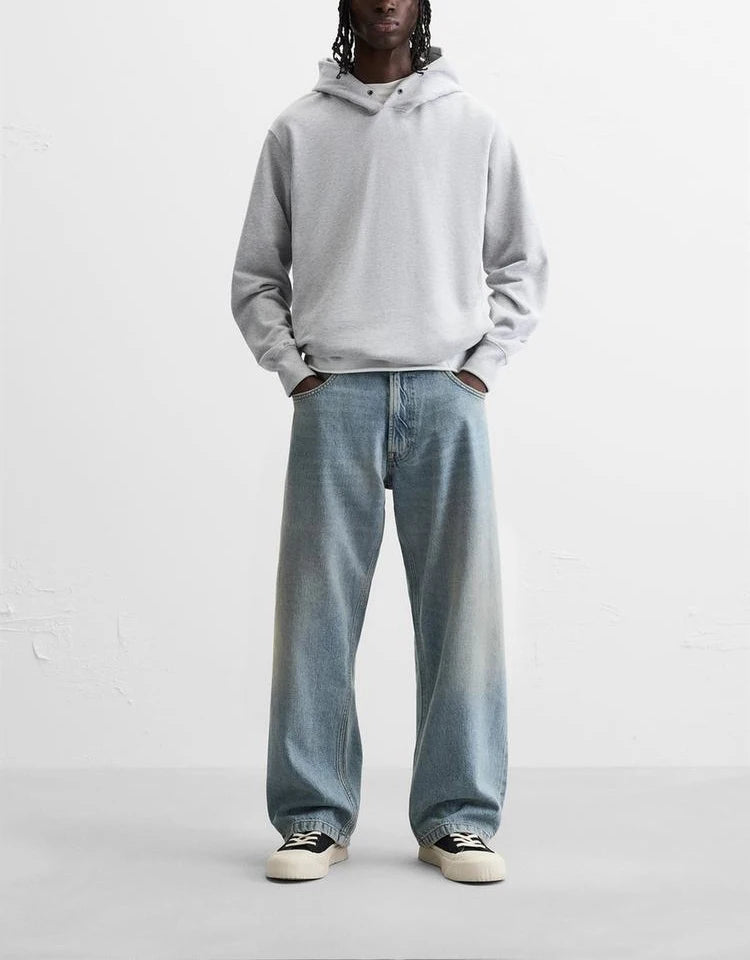 Men’s Retro Cotton Denim Jeans – Loose Fit Straight-Leg Casual Trousers, Comfortable and Wear-Resistant for Autumn & Winter