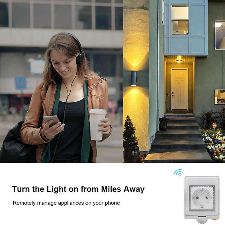 Avoir IP55 Smart Waterproof Electrical Outlets With Timer Tuya Wifi Connected Power Socket Standard EU Plugs 16A Home Appliance