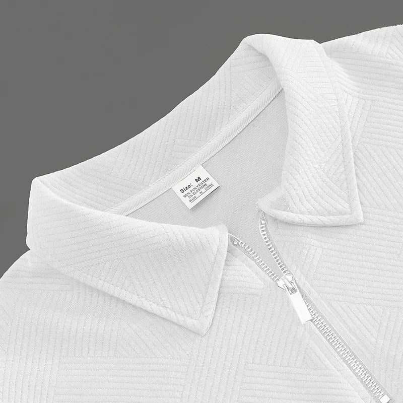 Men’s Zipper Polo Sweatshirt – Turn-Down Collar Long Sleeve Pullover for Autumn and Winter