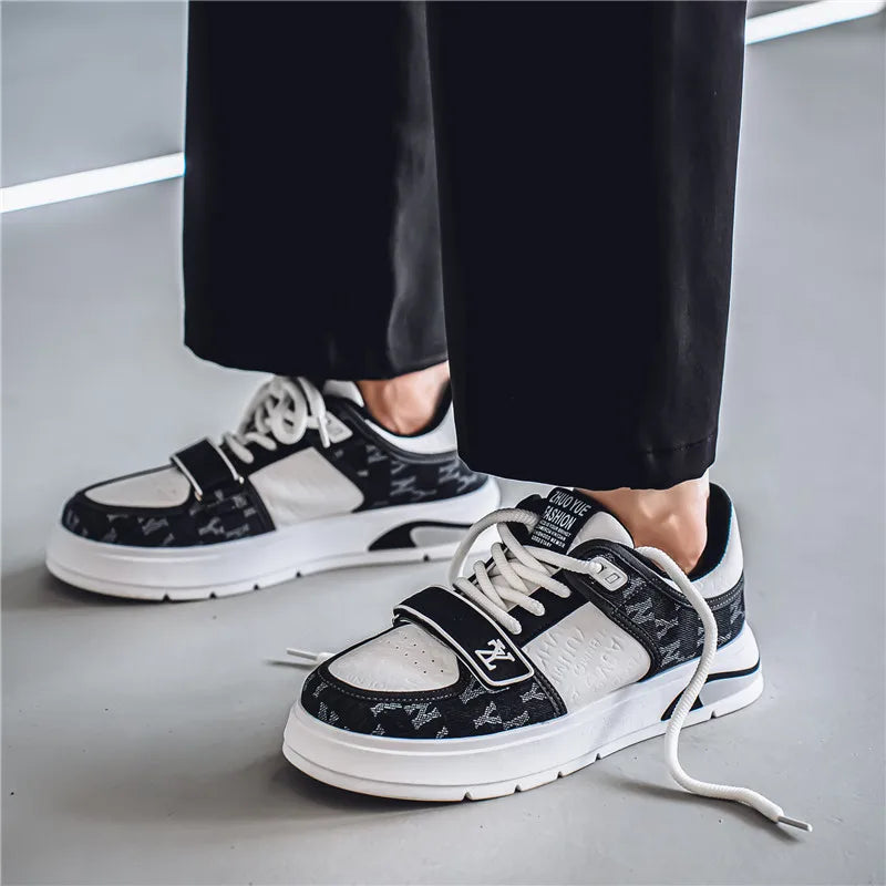 Fashion White Blue Skateboard Shoes Man Comfortable Platform Men&