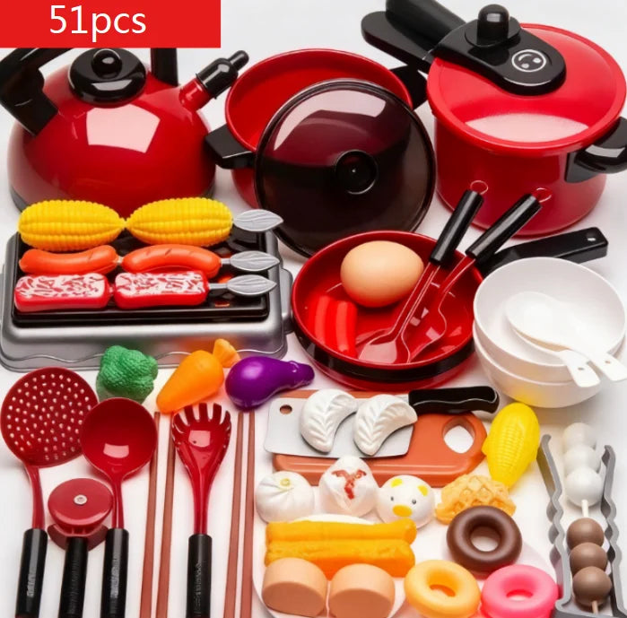 Set For Kids Girl Cooking Kitchen Toys Baby Cutting Fruit Cooking Kitchen Utensils Children&