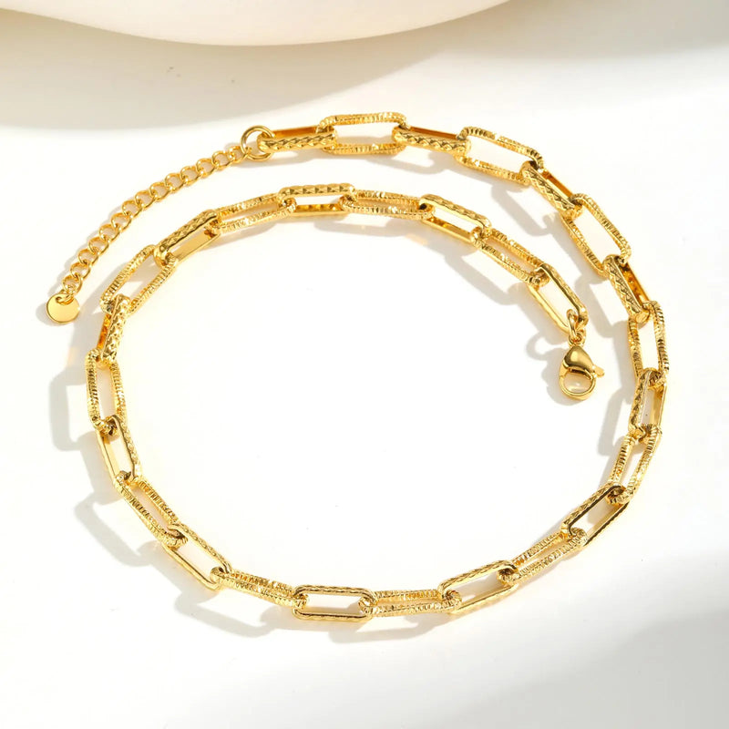 Chunky Paperclip Chain Necklace For Woman, 18K Gold Plated Stainless Steel Chic Necklace, Waterproof Birthday Jewelry Gift