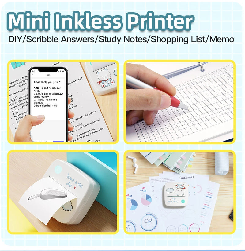 1200mAh Mini Printers Wireless Bluetooth Label Maker Printer 57mm Thermal Stickers Printer For School Home Text Photo Printing