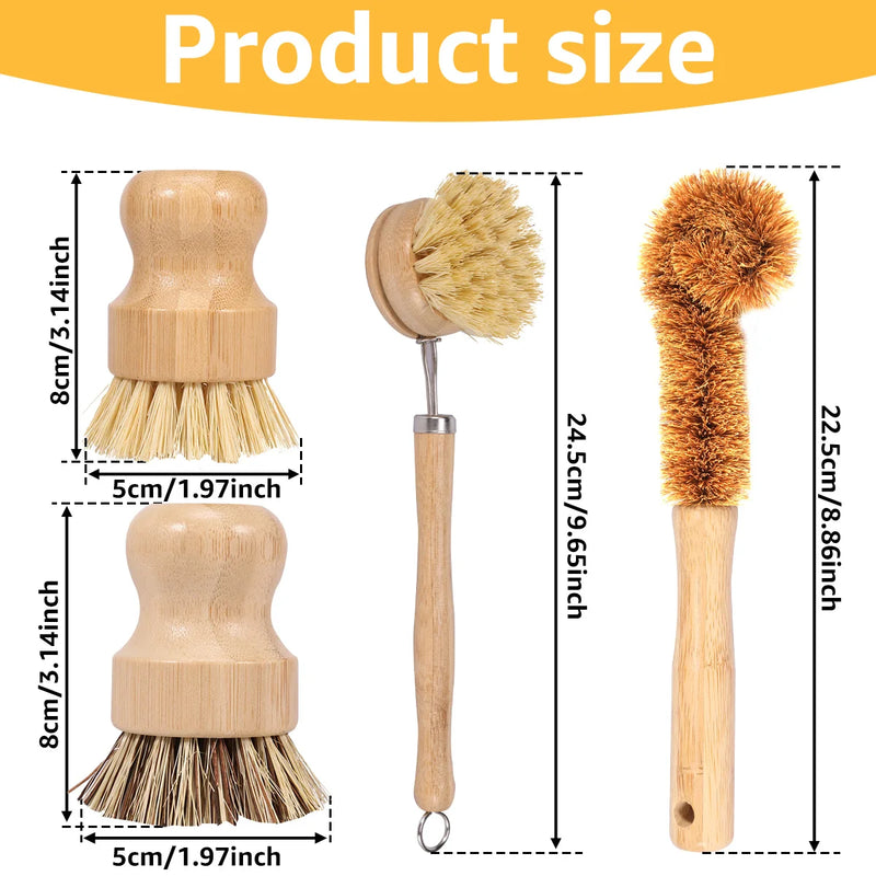 4/5Pcs Bamboo Dish Scrub Brushes Replaceable dish brush Kitchen Wooden Cleaning Scrubbers Household Cleaning Brush Cleaning Tool