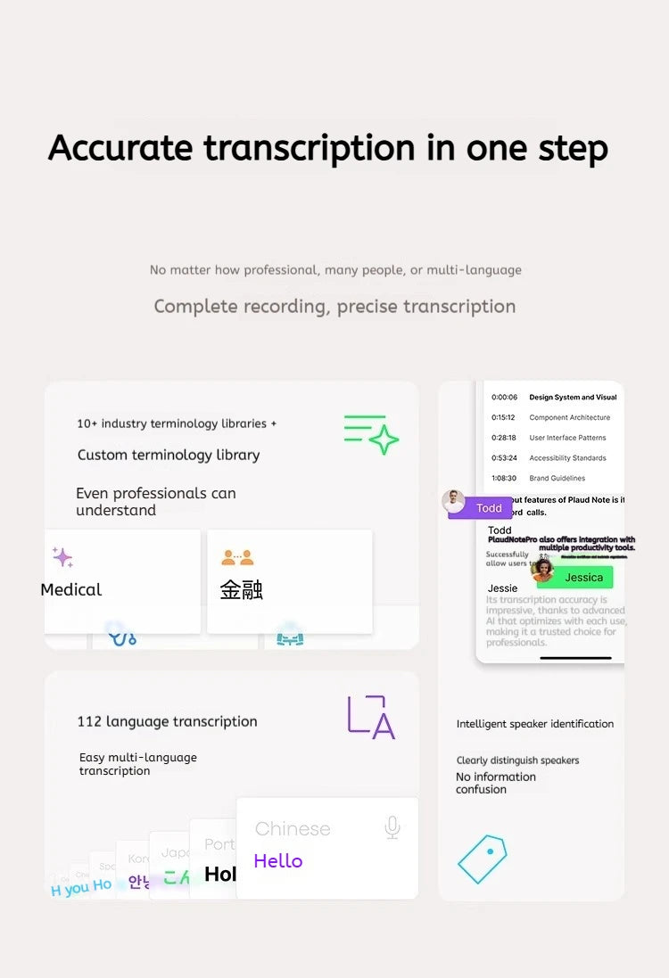 New Plaud Notepin S Wearable AI Voice Recorder, AI Notetaker, Smart Transcription & Summarization, with Wristband & lapel clip