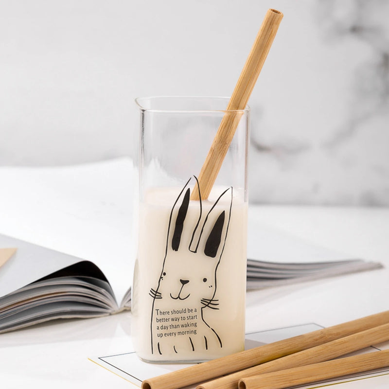 10Pcs Natural Bamboo Straw Reusable Drinking Straws with Case Biodegradable Eco-friendly Bamboo Straws for Cocktail Bar Drinks