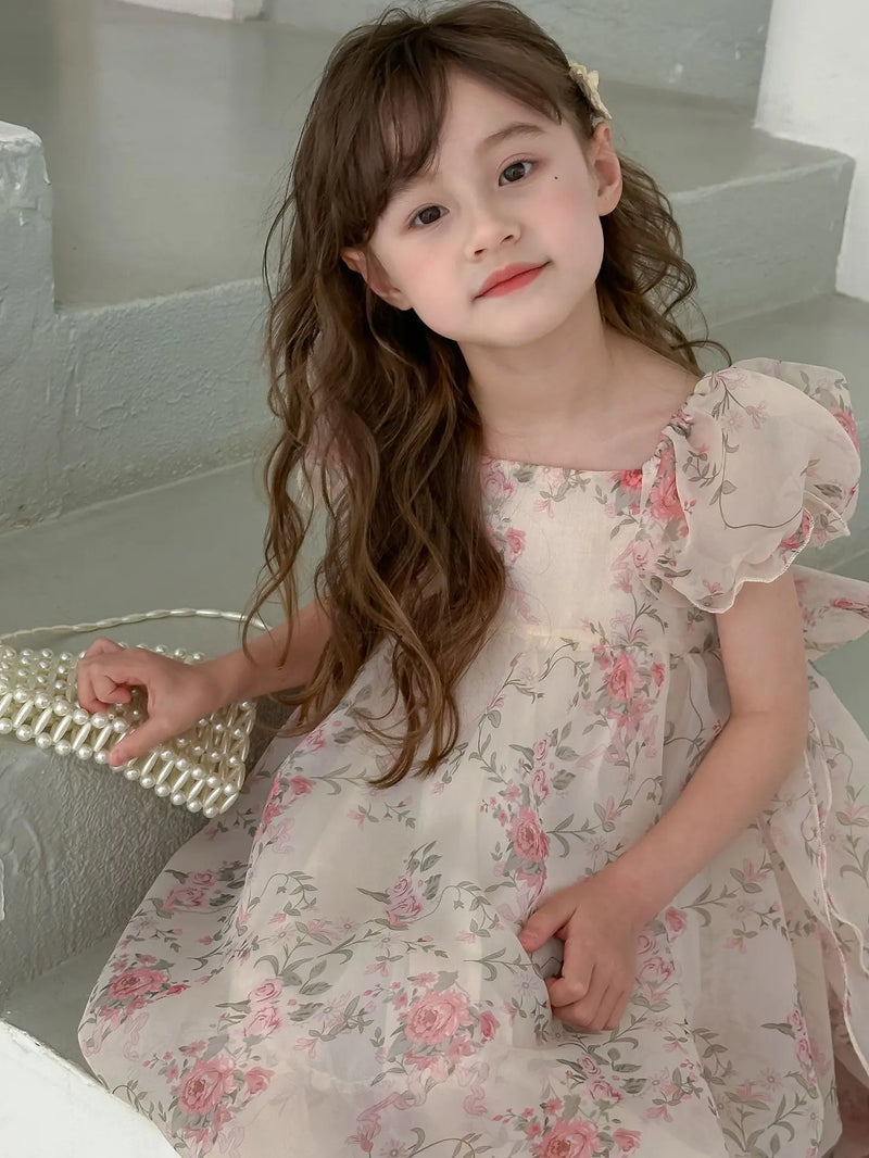 Casual Summer Girls Princess Dress – Sweet Floral Bow Knot Style