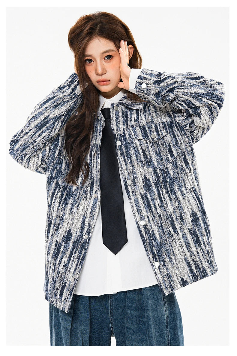 Elegant Denim Jackets Women 2025 Korean New luxury Coat Chic Print Women&