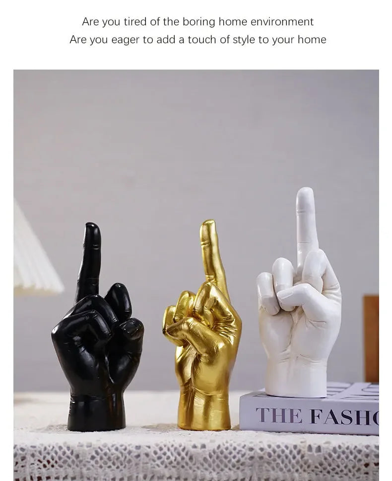 Tatiana Haven™ Trendy Resin Middle Finger Statue – Hip Hop Home & Desk Decor