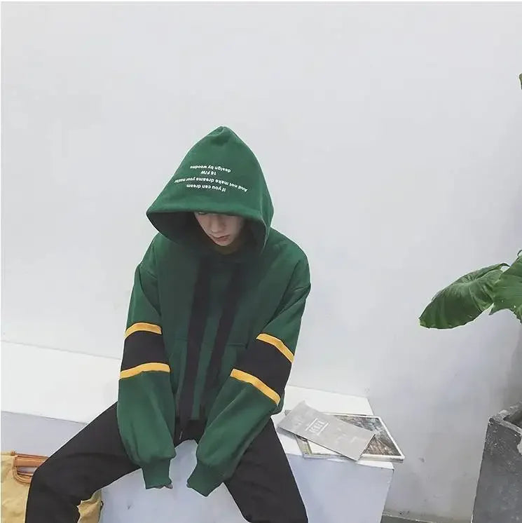 Men’s Loose Fit Winter Hoodie – Warm Patchwork Fleece Sweatshirt for Casual Autumn Streetwear | Tatiana Haven