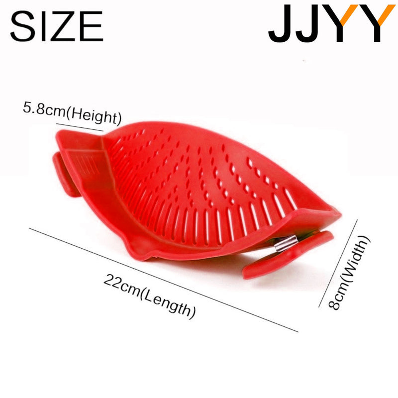 JJYY Universal Silicone Clip-on Pan Pot Strainer Anti-spill Pasta Pot Strainer Food Grade Rice Fruit Colander Strainer