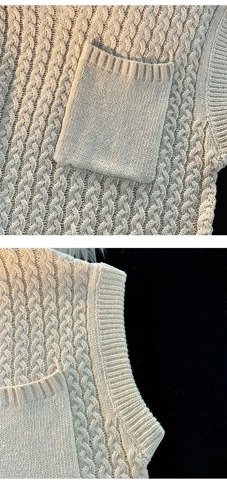 Tatiana Haven Unisex Knit Sweater Vest – Casual Streetwear with Pockets, Harajuku Preppy Style for Autumn & Winter