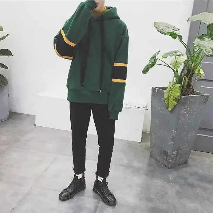 Men’s Loose Fit Winter Hoodie – Warm Patchwork Fleece Sweatshirt for Casual Autumn Streetwear | Tatiana Haven