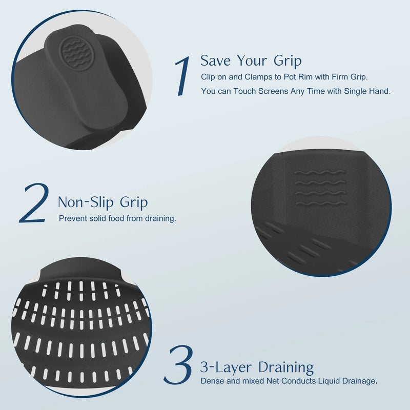 1pc Strainer Silicone Pot Strainer Adjustable Silicone Clip On Strainer For Pots Pans And Bowls Kitchen Pot Strainer