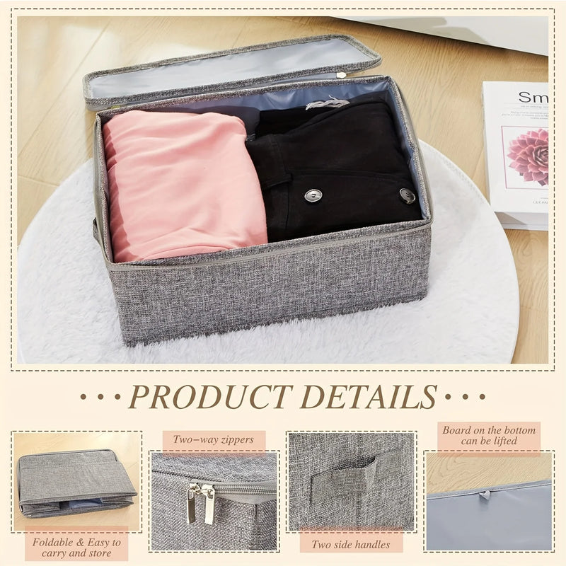 Stackable Foldable Fabric Storage Boxes with Lids and Handles Rigid and Foldable Storage Boxes Clothing Lockers Under-Bed Storag