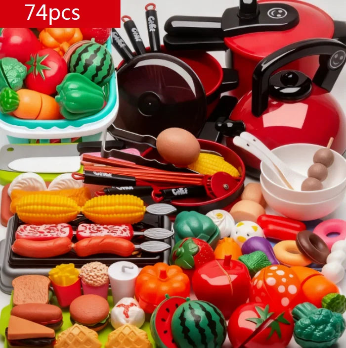 Set For Kids Girl Cooking Kitchen Toys Baby Cutting Fruit Cooking Kitchen Utensils Children&