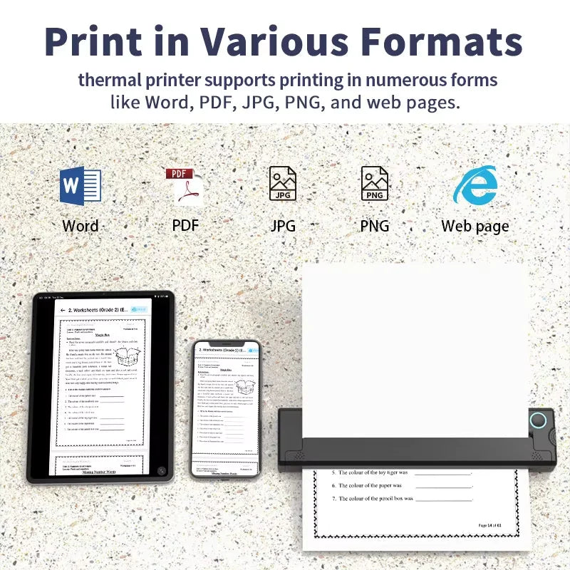 🖨️ Portable A4 Thermal Printer – Inkless Bluetooth Printer for PDF, Tattoo Stencils, and Office Use (Smartphone Compatible)